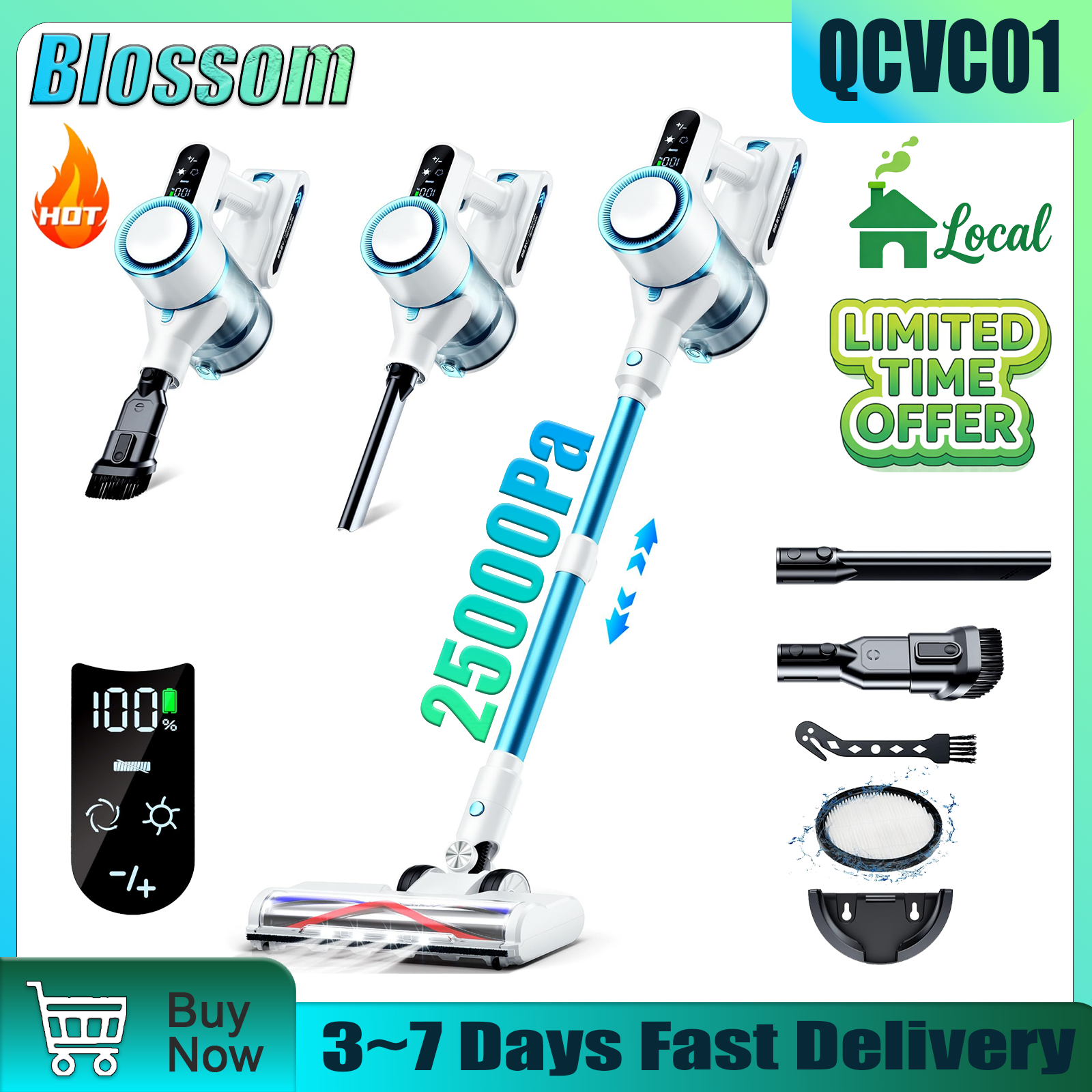 Interior Design Kitchen And Living Room - Blossom QCVC01 Wireless Vacuum Cleaner 4-in-1