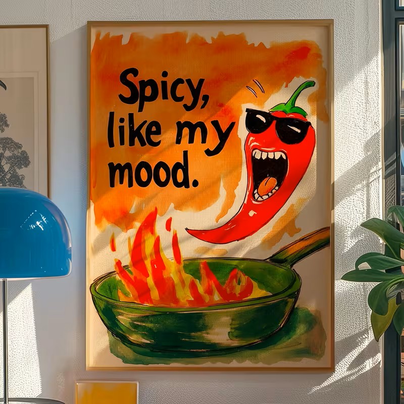 Interior Design Kitchen And Living Room - Abstract Chili Fashion Glasses Canvas Poster