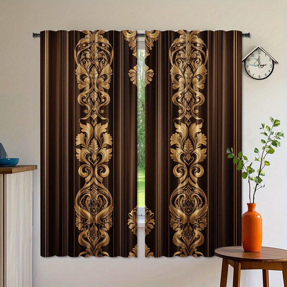 Brown and Gold Damask Curtains - Interior Design Of Cafe avis et prix