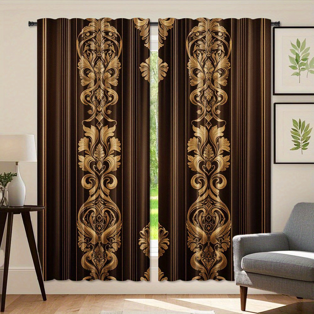 Brown and Gold Damask Curtains - Interior Design Of Cafe avis et prix
