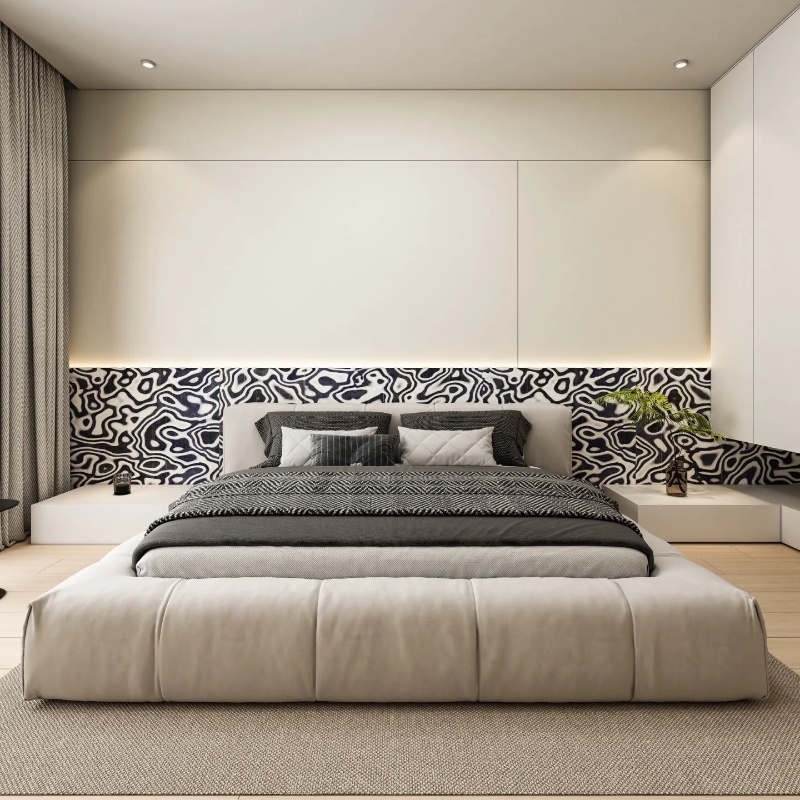Tech Black White Graphic Wood  - Interior Design White And Wood avis et prix