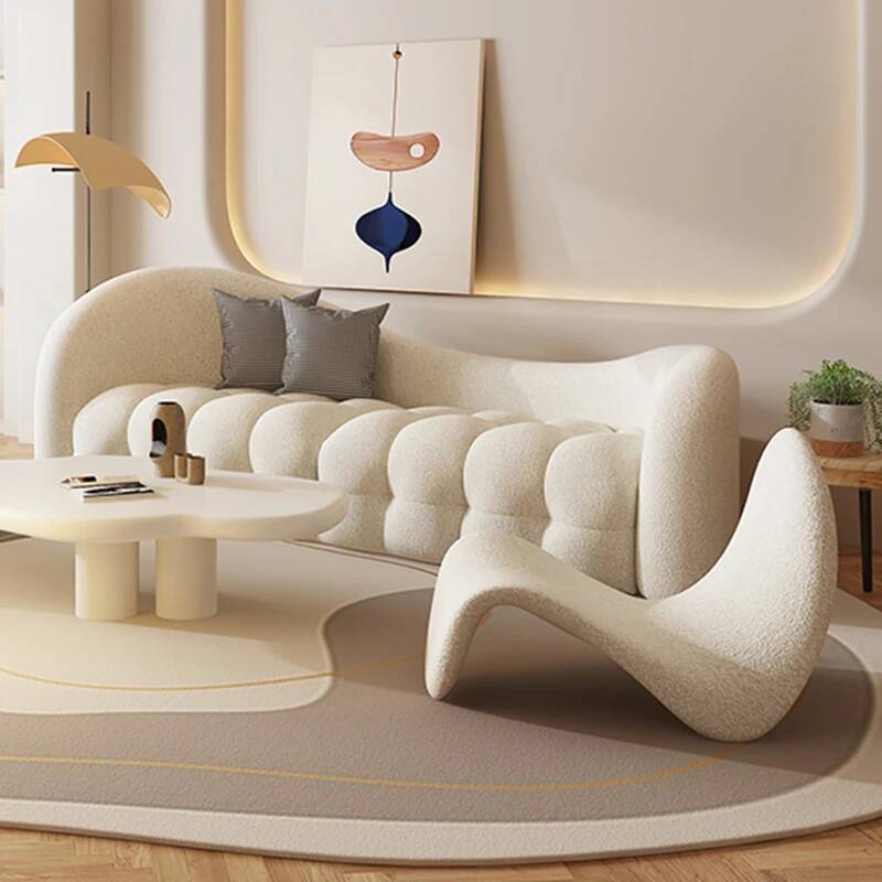 Cream White Living Room Sofas  - Interior Design White And Wood avis et prix