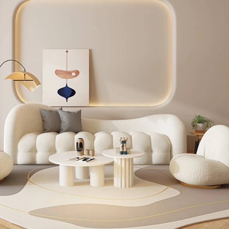 Cream White Living Room Sofas  - Interior Design White And Wood avis et prix