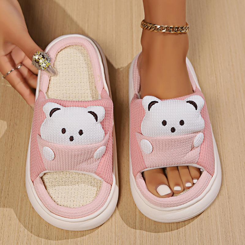 Cute Cartoon Bear Linen Slippe - Linen Roller Blind avis et prix