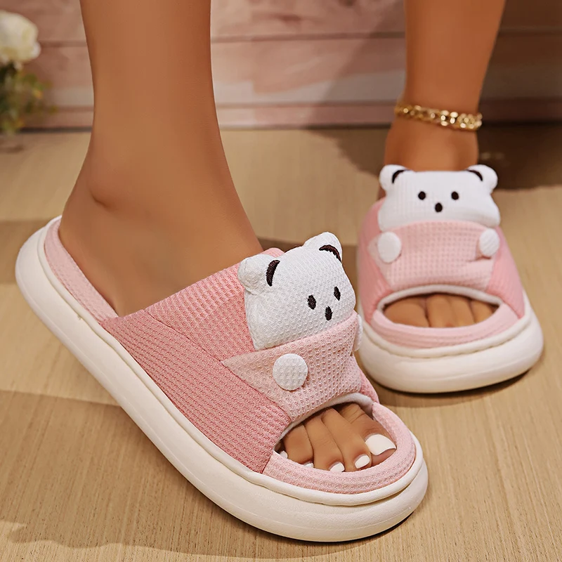 Cute Cartoon Bear Linen Slippe - Linen Roller Blind avis et prix
