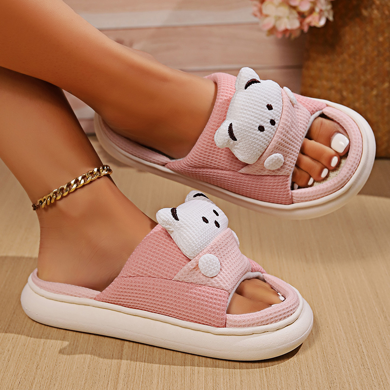 Cute Cartoon Bear Linen Slippe - Linen Roller Blind avis et prix