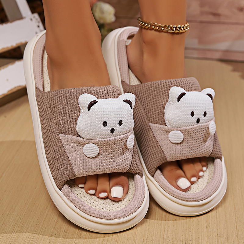 Cute Cartoon Bear Linen Slippe - Linen Roller Blind avis et prix