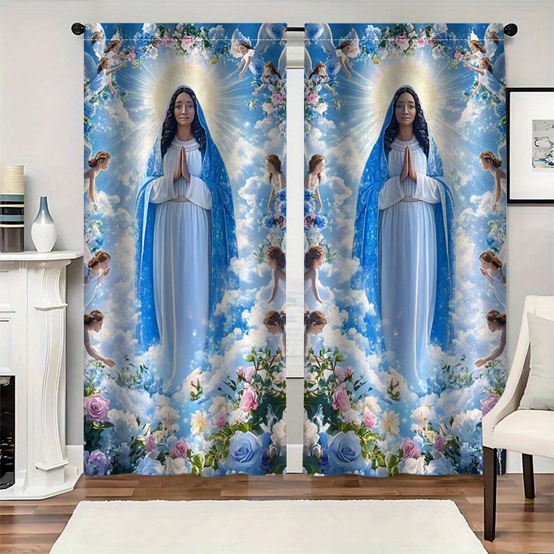 Virgin Mary Curtains Religious - Interior Design Of Cafe avis et prix
