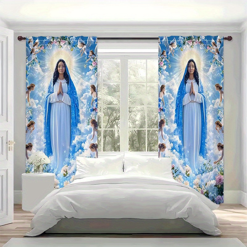 Virgin Mary Curtains Religious - Interior Design Of Cafe avis et prix