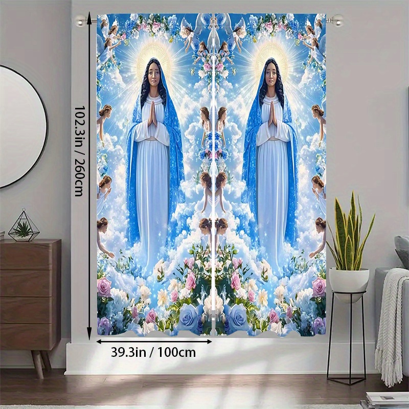 Virgin Mary Curtains Religious - Interior Design Of Cafe avis et prix